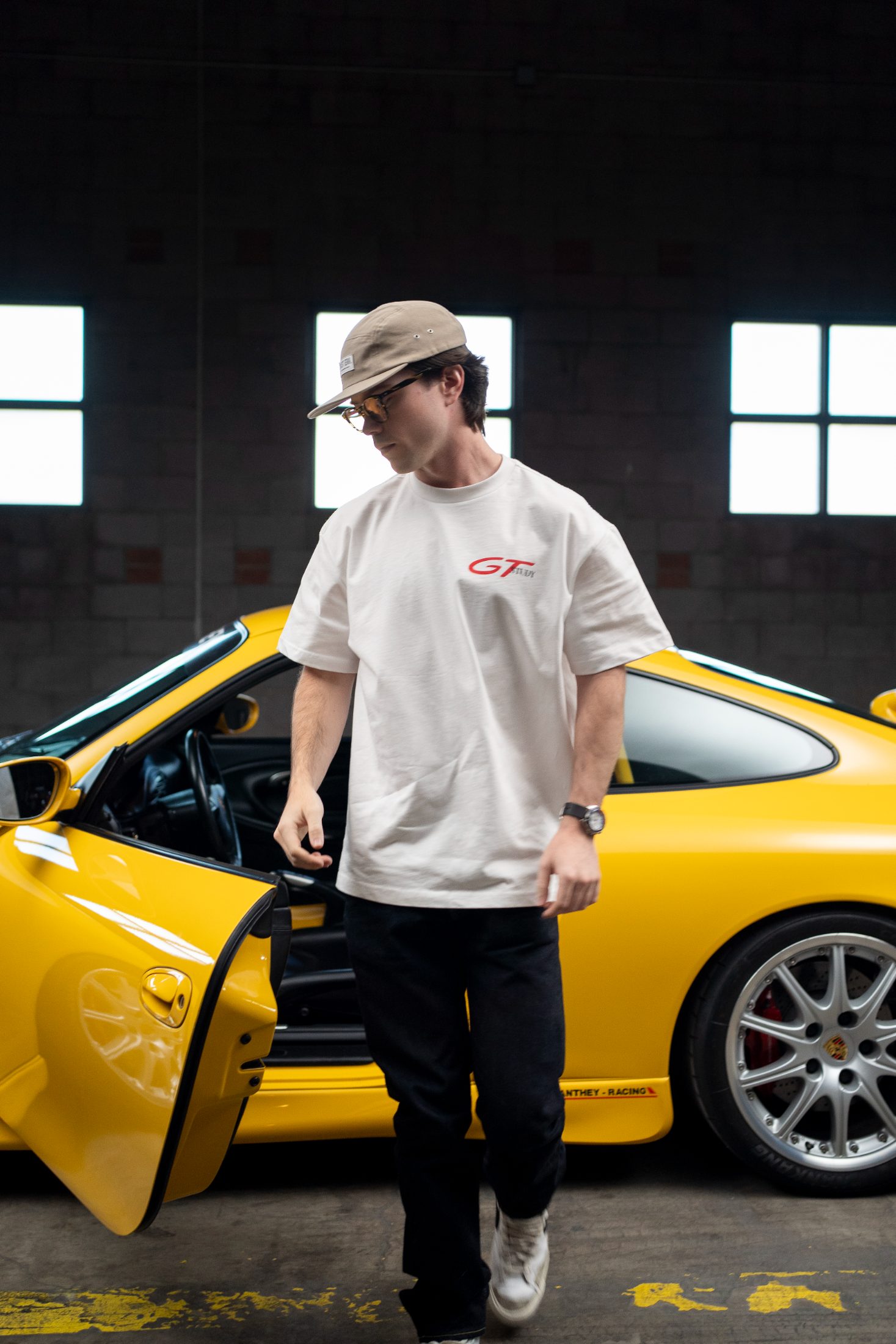 Detail shot of a car in the warehouse studio setup